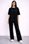 Women's 2-Piece Set Oversized Basic T-Shirt and Wide-Leg Pants Comfortable Casual Style