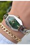Chain Model-Steel Cord-Women's Wristwatch-Gold Silver Green Color-2 Years Warranty-Bracelet Gifted Hmj4Fc1 - 4
