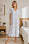 22801-Nena V-Neck Short-Sleeved 100% Cotton Nightgown - 2