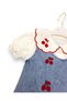 Baby Girl Cherry Embroidered Denim Gilet Dress, Baby Collared T-Shirt, Holiday Outfit for 1-2-3 Years Old, 2-Piece Set - 3