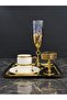Gold Liva Coffee Presentation Set – Gold Coffee Cup, Turkish Coffee Cup, Coffee Saucer and Tray - Luxury Coffee Set - 6