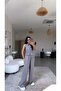 Gray Silver Accessory Trousers Blouse Set - 4