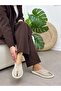 Beige Suede (Dyrot) Toe-Open Slippers with Gold Accessories - 2