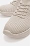 Tied Striped Knitwear Women's Sneakers Beige - 3