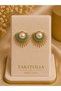 Chosen Blue Pearl Look Bead Embellished Gold Color Sun Shaped Premium Earrings