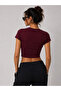 Women's Vintage Angel Backstage Printed 100% Cotton Lycra Slim Fit Burgundy Tee Crop - 2