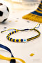 Yellow Navy Blue Heart Beaded Macrame Fan Bracelet Adjustable Handmade Lucky Bracelet - 4