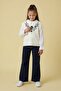Navy Blue Rose Patterned Sweater and Shirt with Jeans for Girls, 3-Piece Set 24108 - 3