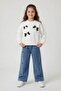 Ecru Stone Bow Patterned Badili Jean Pants and Top Set for Girls 24157 - 5