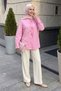 Pink Shirt with Ruffle Detail on the Collar and Sleeves - 2