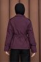 Short Belted Stylish Trench Coat Plum - 5
