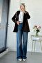 Premium Scarf Detailed Blazer Jacket – Brown - 3