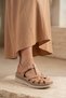 Elit 26Yrhm438 Women's Genuine Leather Orthopedic Flat Sandals Brown