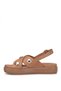 D26Ys-2220 Women's Genuine Leather Flat Sandals Brown - 3
