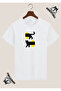 Cat Themed Special Design Printed White T-Shirt