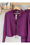Women's Shirt Collar Lace-Up Seersucker Textured Two-Piece Set Long Sleeve Flared Skirt Combination - 3