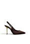Women's High Heel Stiletto Brown Fabric Pointed Toe Open Back New Season C2201 - 3