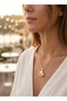 316L Steel Chain Gold Color Zircon Stone Pearl Detail Oyster Necklace - 3