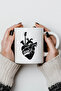Music Themed Heart Patterned 330ml Printed White Ceramic Mug Cup - 5