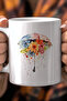 330ml Printed White Ceramic Mug with Umbrella Design - 2