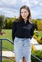 Black Patch Textured Women's Shirt Classic Cut Long Sleeve Casual Shirt - - 3