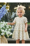 Girl's Crinkle Dress with Floral Pattern in Beige - 3