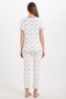 Women's standard fit regular cut ribbed look bow detailed short sleeve printed white pajama set - 7