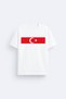 Turkey National Team Flag Printed Crew Neck Unisex White T-Shirt T-Shirt