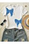 Women's Double Ribbon Printed - Lycra Short Sleeve Body Tee Crop