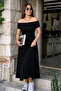 Women's Off-Shoulder Long Summer Single Jersey Fabric Dress - 3