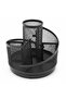 Metal Mesh Rotating Desk Organiser – Black | Multi-Compartment Pen & Stationery Holder | 13.5×12 cm