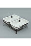 Distinctive rectangular ceramic serving warmer with glass lid - 12 inch - 6