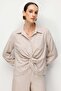 Front Gathered Fabric Patterned Blouse - 2