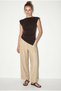 Women's Bitter Brown Boat Neck Padded Side Gather Detailed Asymmetrical Cut Blouse 36001 60286269 - 4