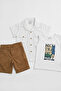 Boys' 3-Piece Cotton Set - Shirt, Printed Undershirt, and Shorts (Ages 2-5) - 5