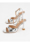 Women's heeled sandals gold patent leather - 3