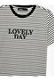 Cotton Short Sleeve Crew Neck Printed Striped T-Shirt - 5