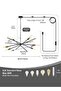 Modern Plug in Chandelier Mid-century Black and Brass 6-Light Hanging Ceiling Light Fixture - 3