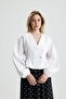 Women's White Waist Elastic Detailed Poplin Unlined Jacket 31039 - 2