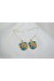 Kp399 Turquoise Stone Hanging Gold Earrings (Length 50mm) - 3