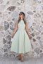 Aqua Green Halter Neck Belted Flared Dress