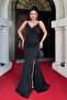 Glittery Fabric Backless Detailed Evening Dress - Black - 2