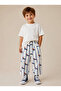 Unisex Dog Patterned Striped Children's Trousers with Wide Legs, Comfortable Balloon Fit