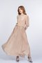 Women's Summer Beige Lavinya Crinkled Waist Elastic Long Stylish Casual Comfortable Dress 50398 - 2