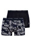 Men's Navy Blue - Printed 2-Piece Boxers 80350ınt