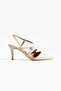 Beige Nude Cross-Strap Detailed Pointed Toe Thin High Heel Evening Dress Shoes 7 cm Heel - 4