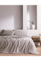 Tracey Single 100% Cotton Pleated Linen Look Washable Sheet Duvet Cover Set - Light Gray