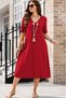 Women's Pocket Detailed V-Neck Midi Length Viscose Dress - 4