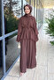 Nox Ruffle Detailed Trousers Set - Brown - 4