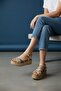 Genuine Leather Leopard Detail Elastic Wedge Heel Women's Sandals - 4